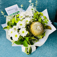 Native, funeral flowers, Banksia, Green and white, Darra